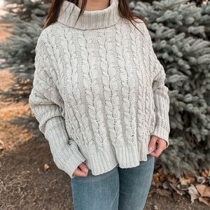 POL Light Green Chenille Turtleneck Sweater